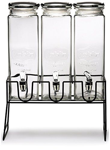 Circleware Triple XL Tall Yorkshire Beverage Drink Dispensers Lids and Black Metal Stand, 2.3 L, Cle | Amazon (US)