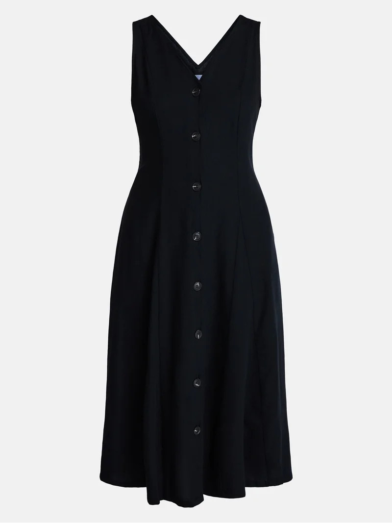 Time and Tru Women\u2019s Sleeveless Button Down Midi Dress, Sizes XS-XXXL - Walmart.com | Walmart (US)