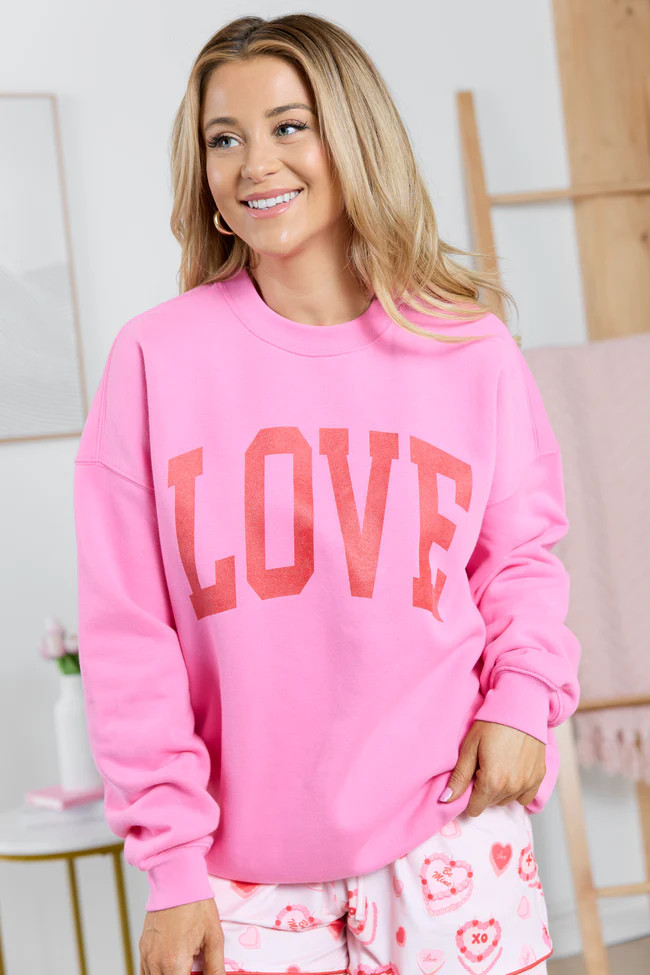 Love Block Pink Graphic Sweatshirt SALE | Pink Lily