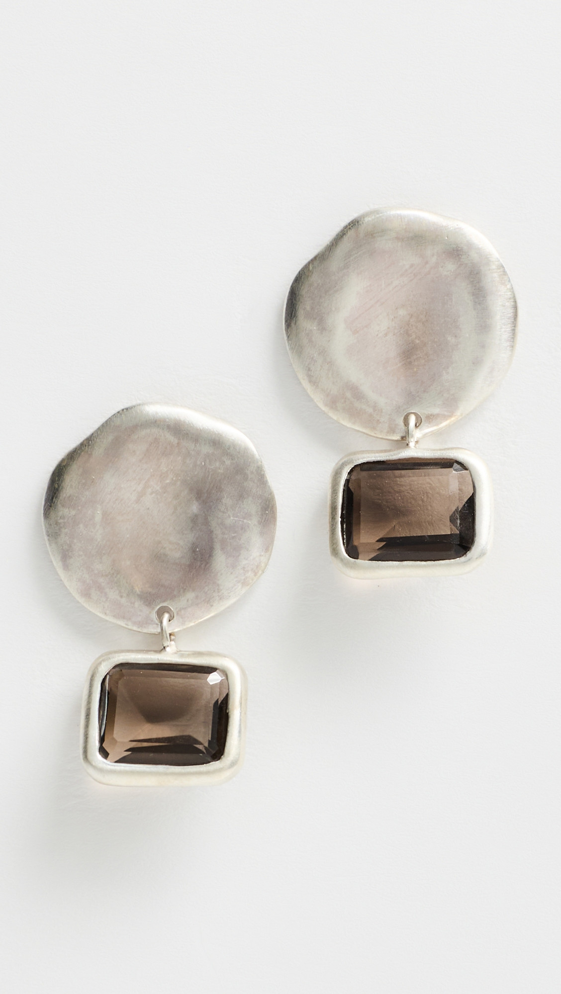 Chan Luu Sterling Silver Coin With Smokey Quartz Drop Earrings Smokey Quartz One Size | Shopbop