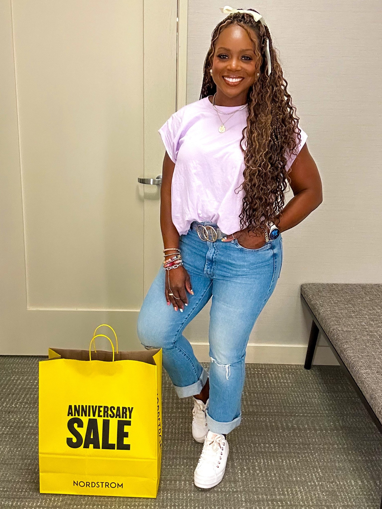 Comfy, cute, and ready to shop! Scored some amazing finds at the Nordstrom Anniversary Sale in this laid-back look. Who else loves a good deal and great denim? #NordstromAnniversarySale #OOTD #CasualStyle

#LTKStyleTip #LTKMidsize #LTKSaleAlert