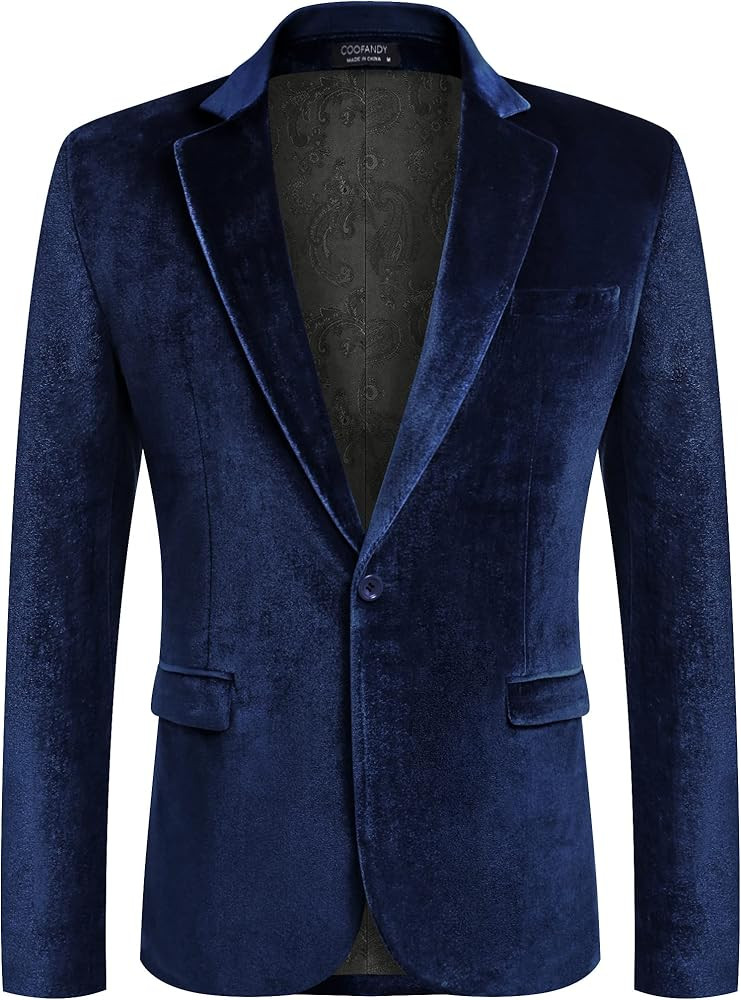 COOFANDY Men's Velvet Blazer Notched Lapel Velour Suit Jacket One Button Tuxedo Jackets for Weddi... | Amazon (US)
