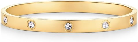 PAVOI Waterproof Bracelet for Women, 14K Gold Plated Bangle Cubic Zirconia | Amazon (US)