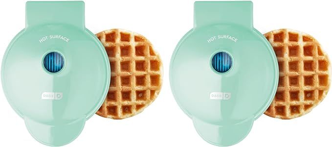 DASH DMW002AQ Mini Waffle Maker (2 Pack) for Individual Waffles Hash Browns, Keto Chaffles with E... | Amazon (US)