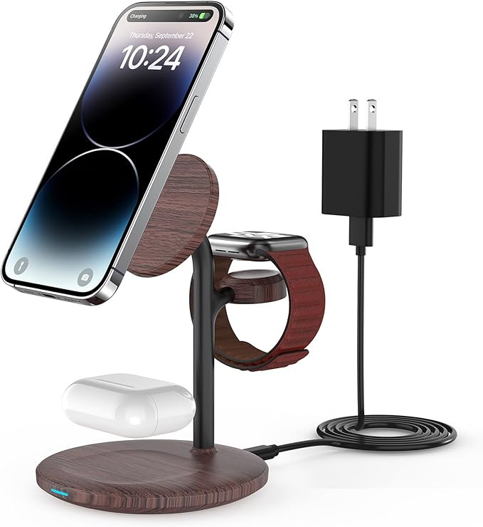 3 in 1 Wireless Charging Station for Apple Device, Standard 15W Fast Wireless Mag-Safe Charger St... | Amazon (US)