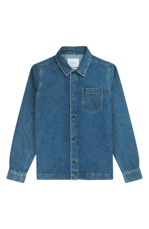 Les Deux Washed Denim Button-Up Shirt in Medium Indigo Wash at Nordstrom, Size Xx-Large | Nordstrom