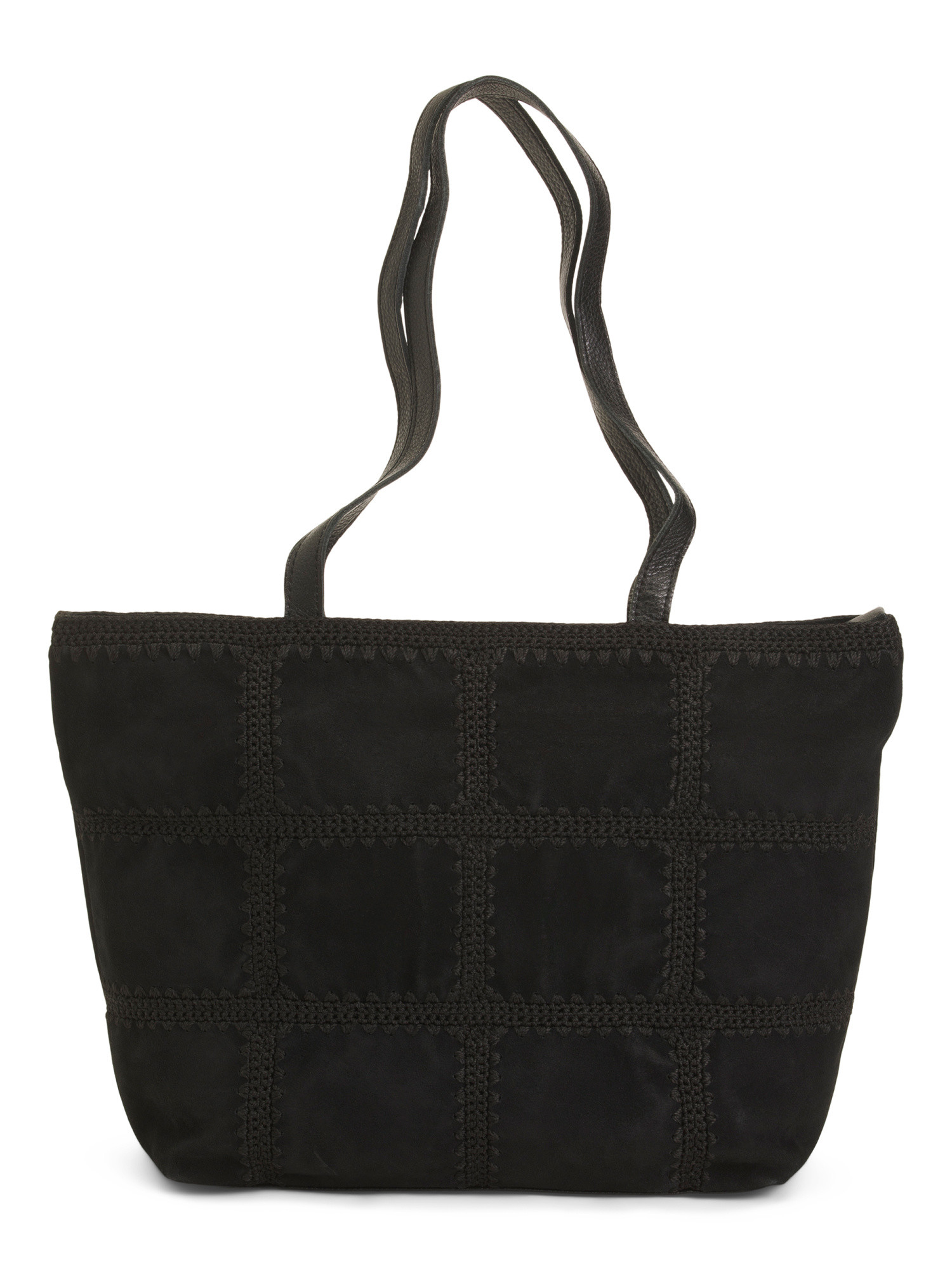 Suede And Leather Metro Tote | TJ Maxx