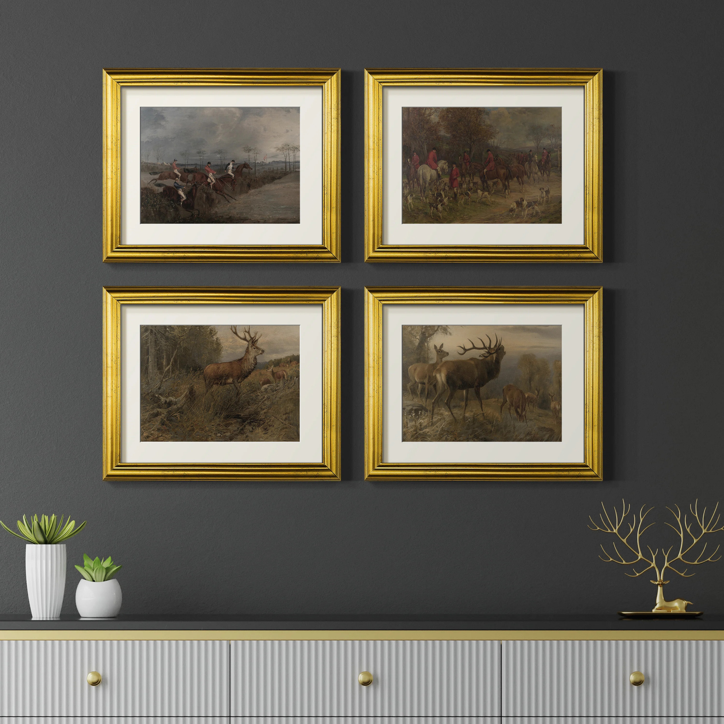 Vintage Hunt III  -4 Piece Set of Framed Prints (Set of 4) | Wayfair North America