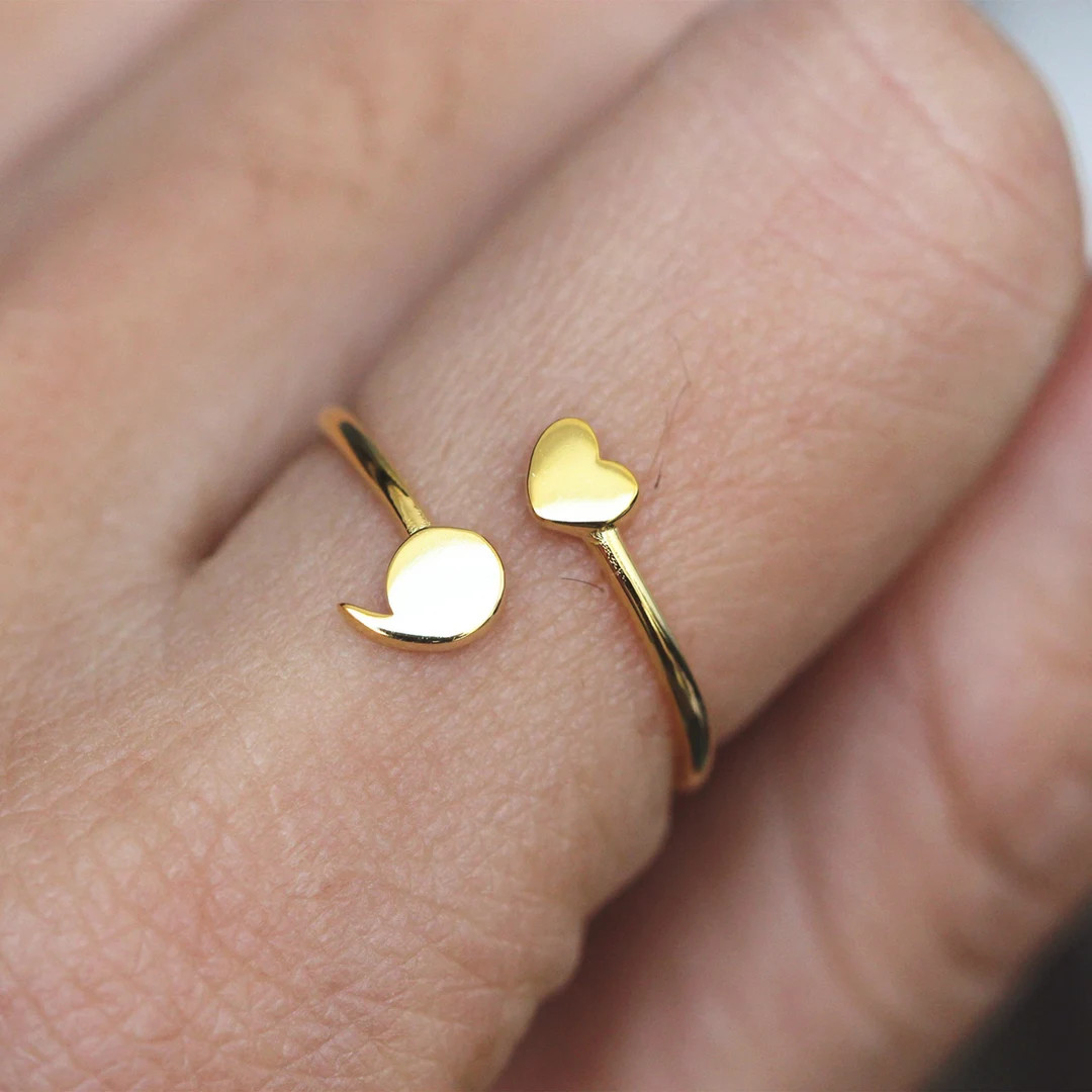 Gold Semicolon Ring,sterling Silver Metal,suicide AWARENESS Jewelry,heart Ring,semi Colon Ring,su... | Etsy (US)