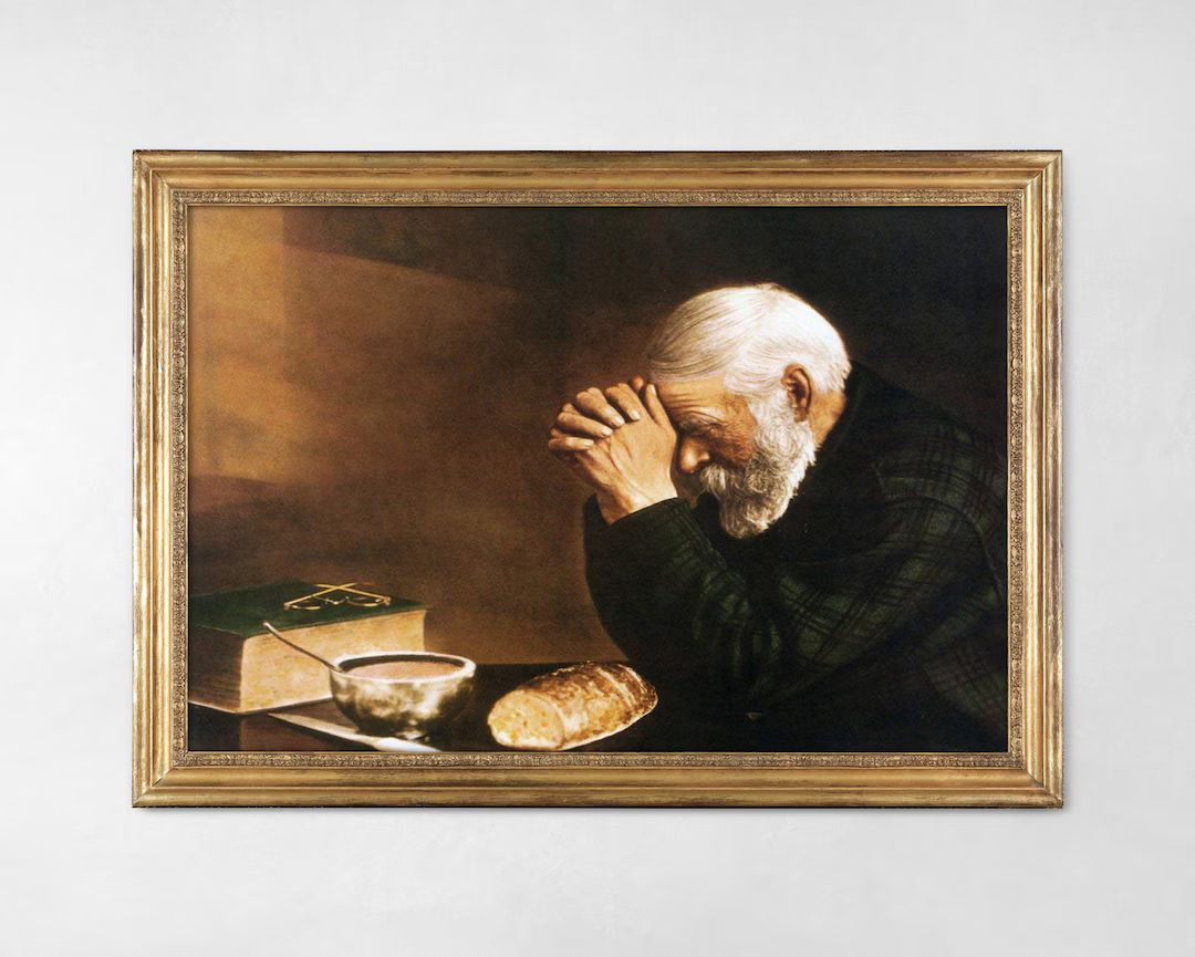 Grace by Eric Enstrom Digital Download, Man Praying Over Bread Printable Art, Vintage Printable A... | Etsy (US)