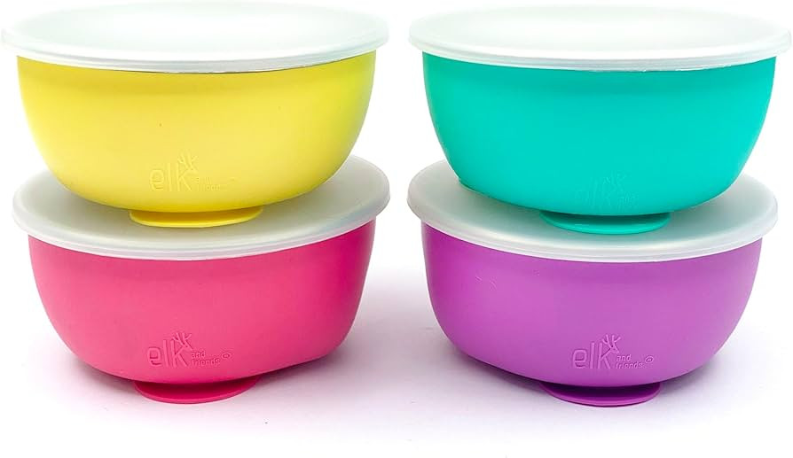 Elk and Friends Stainless Steel Bowls with Silicone Sleeve for Babies & Toddlers | Lids Included ... | Amazon (US)