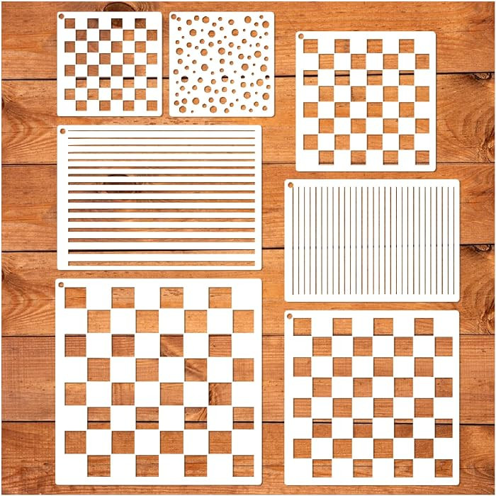 Checkerboard Stencils for Painting on Wood 11.8 Inch Reusable Canvas Checks Paint Straight Line S... | Amazon (US)