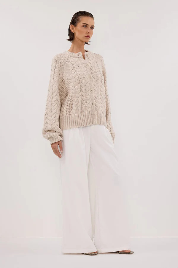 TOM CHALK CABLE KNIT CARDIGAN | DISSH