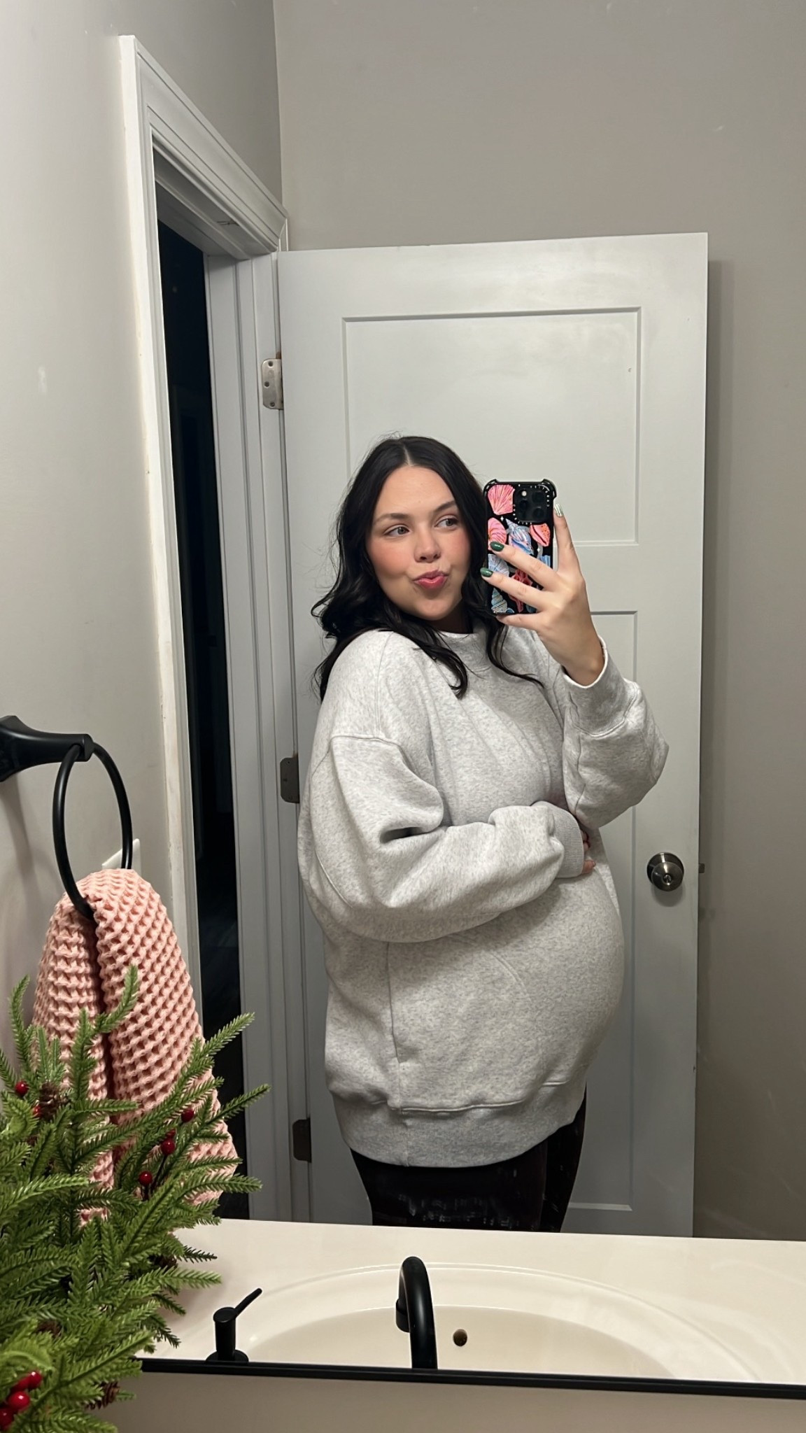 soft and cozy mock neck sweatshirt! Perfect for pregnancy! Wearing a size large 🤍 #aerie 

#LTKmomlife #LTKMidsize #LTKBump