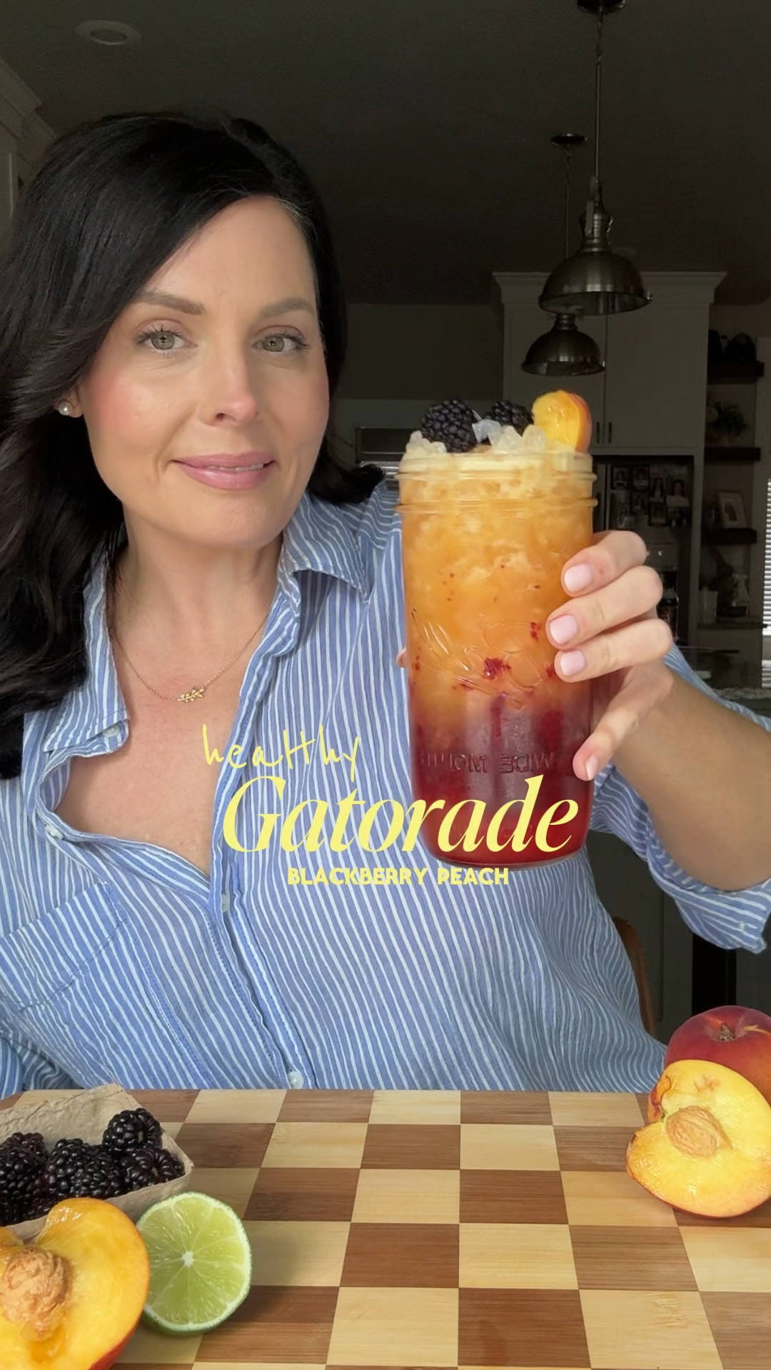Forget the store-bought stuff.::we’re whipping up my All-Natural Blackberry Peach Gatorade! Packed with electrolytes, super refreshing, and ready in minutes.🍑💦

Y’all have been loving the homemade strawberry, kiwi, orange, pineapple/pomegranate, and blueberry versions, so I’m back with my weekly flavor drop! Eleanor, my 7 year old has been helping with the flavor combos and this week’s flavor was all her idea!

➡️ You only need seven simple ingredients: coconut water, aloe vera juice, peach, blackberries, lime juice, salt, a touch of honey or maple syrup, and pomegranate juice.

➡️Full recipe is below! Want links to the exact items I used? Just comment ✨SHOP✨ and I’ll send them your way!

✨ Nature’s Homemade Blackberry Peach Gatorade ✨
(Serves 2)
Ingredients
• 1½ cups coconut water – natural electrolytes + potassium
• 1 cup aloe vera juice – antioxidants + digestive support ✨Sub with decaf green tea or extra coconut water if preferred. If you’re not a fan of either, filtered water will work)!
• 1 peach, pit removed 
• 1 tbsp lime juice – electrolytes + refreshing citrus flavor
• ¼–½ tsp salt – replenishes sodium lost through sweat
• 1 tbsp honey or maple syrup – natural sweetener

Blackberry Puree
•1 1/4 cup blackberries 
•1 tbsp lime juice  
Add to a wide mouth jar and blend with an immersion blender. Strain out seeds. 

Instructions
1. In a blender, combine coconut water, aloe vera juice, peach, lime juice, salt, and honey or maple syrup. Blend until smooth.
2. Add a 2-3 tablespoons of the blackberry puree to the bottom of 2 glasses and fill with ice. Slowly strain the blended peach Gatorade over the top for a beautiful layered effect. 
3. Give it a gentle stir before sipping, or leave it layered for that wow factor. Garnish and enjoy!

✨Tag a friend who needs this hydrating and delicious drink. Be sure to check back next week for a brand new flavor!

#naturesgatorade #homemade #allnatural #electrolytes #mocktails #hydration #pineapple #pomegranate #easyrecipes #summerdrinks #healthylifestyle #hydratation #springrecipes

#LTKSeasonal #LTKHome #LTKFindsUnder50