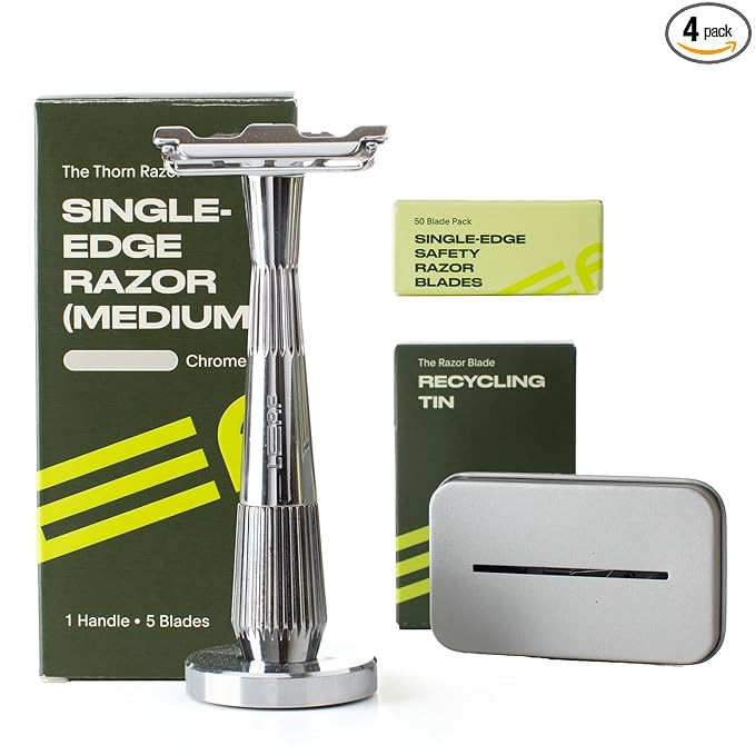 Leaf Shave | Leaf Thorn Razor Set, Includes Twig Razor, Matching Stand, 50-Pack Single-Edge Blade... | Amazon (US)
