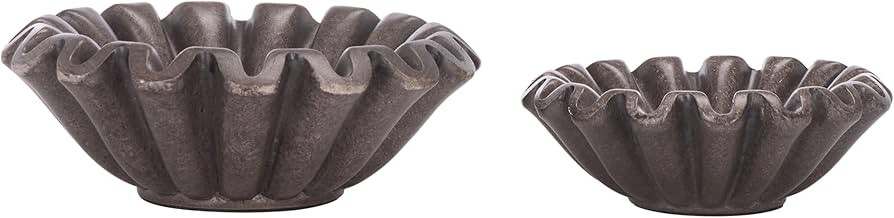 SAFAVIEH Home Collection - Soho Ruffle Bowl Set of 2, Charcoal Resin with Marble Finish, Decorati... | Amazon (US)