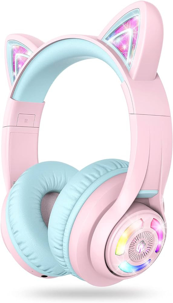 iClever Cat Ear Kids Bluetooth Headphones, LED Lights Up, 74/85dBA Safe Volume Limited, 50H Playt... | Amazon (US)