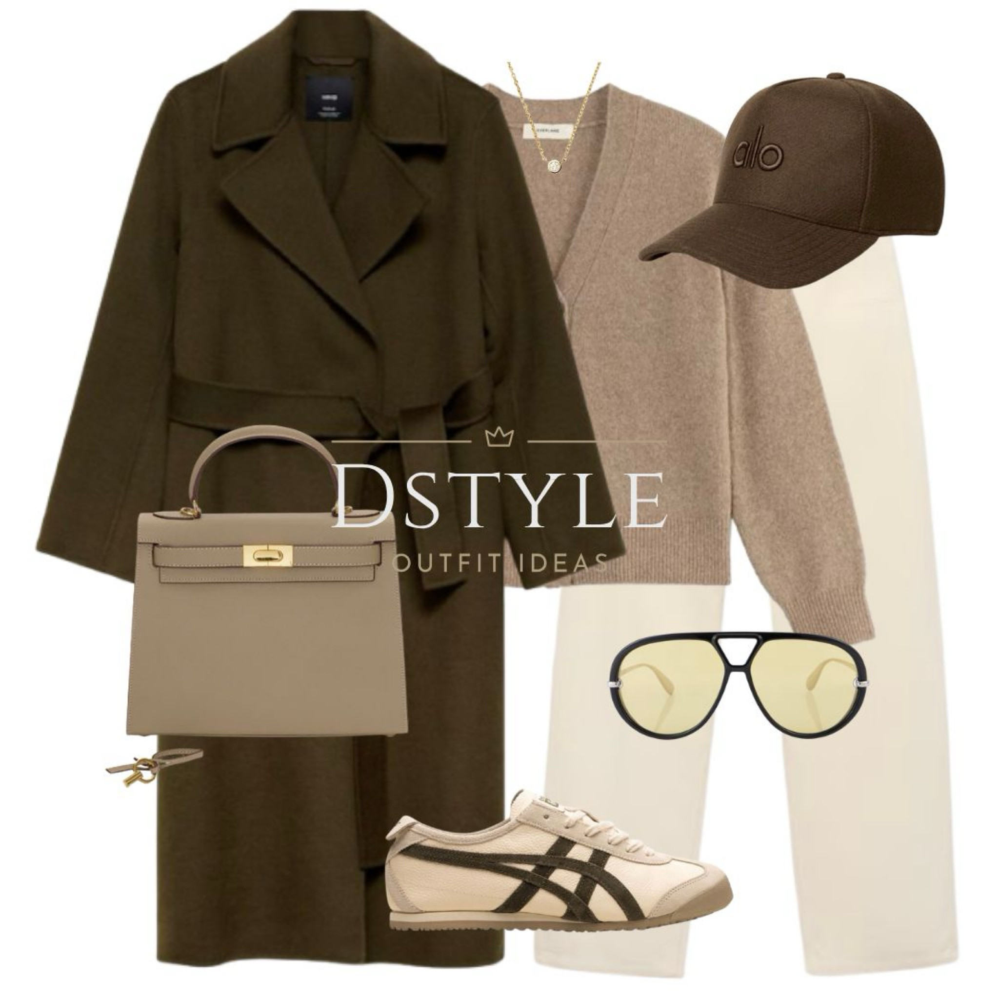 Khaki handmade long coat with belt, taupe cardigan, off-white high-waisted corduroy balloon pants/ trousers, wool cap, khaki leather bag, Onitsuka Tiger Mexico 66 Vin Beige/Green sneakers

#LTKStyleTip #LTKItBag #LTKShoeCrush