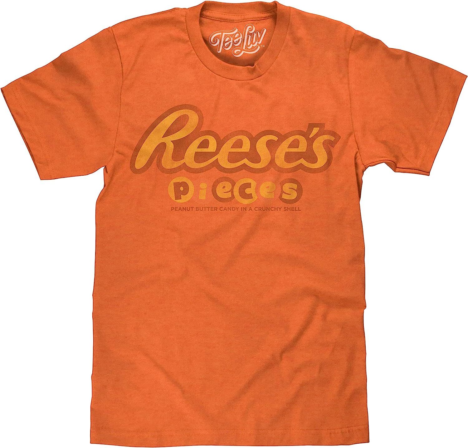 Tee Luv Reese's Pieces T-Shirt - Reeses Peanut Butter Candy Logo Shirt | Amazon (US)