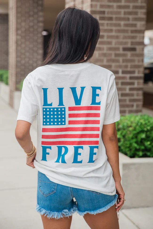 Live Free White Oversized Graphic Tee | Pink Lily