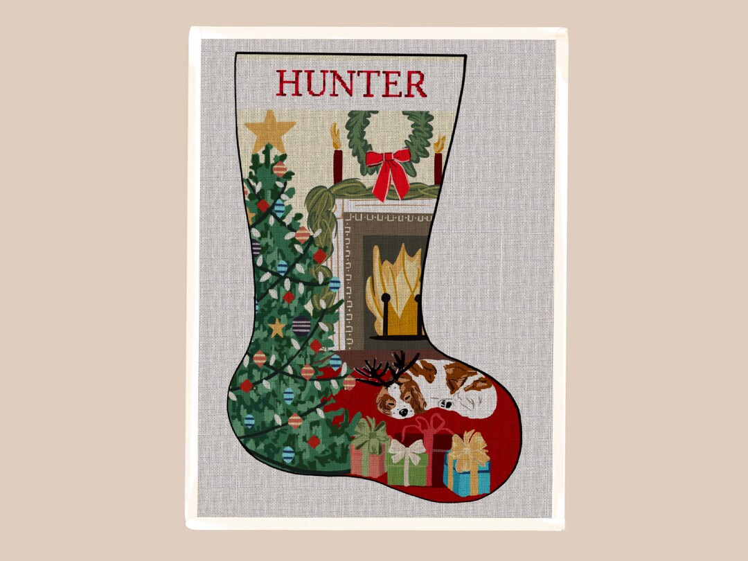 Cozy Hearth Needlepoint Christmas Stocking Kit, Modern Personalized Design - Etsy | Etsy (US)