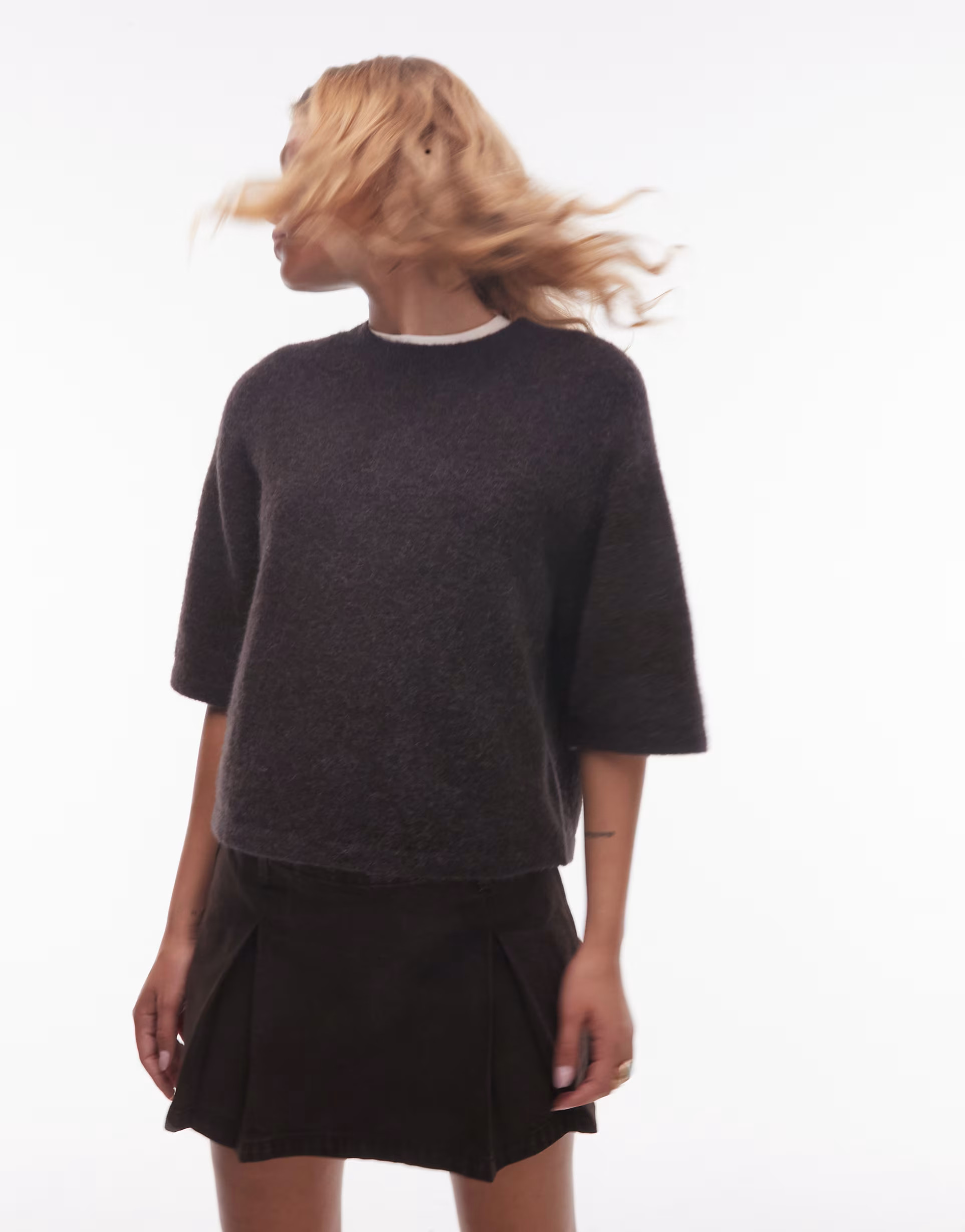 & Other Stories alpaca short sleeve knitted jumper in brown | ASOS | ASOS (Global)