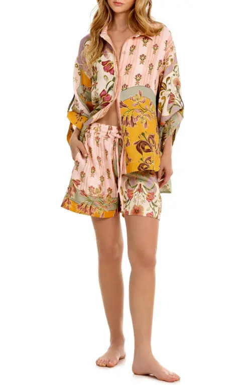 Agua Bendita Chrissy Aura Cover-Up Button-Up Shirt in Pink Multi at Nordstrom, Size Small | Nordstrom