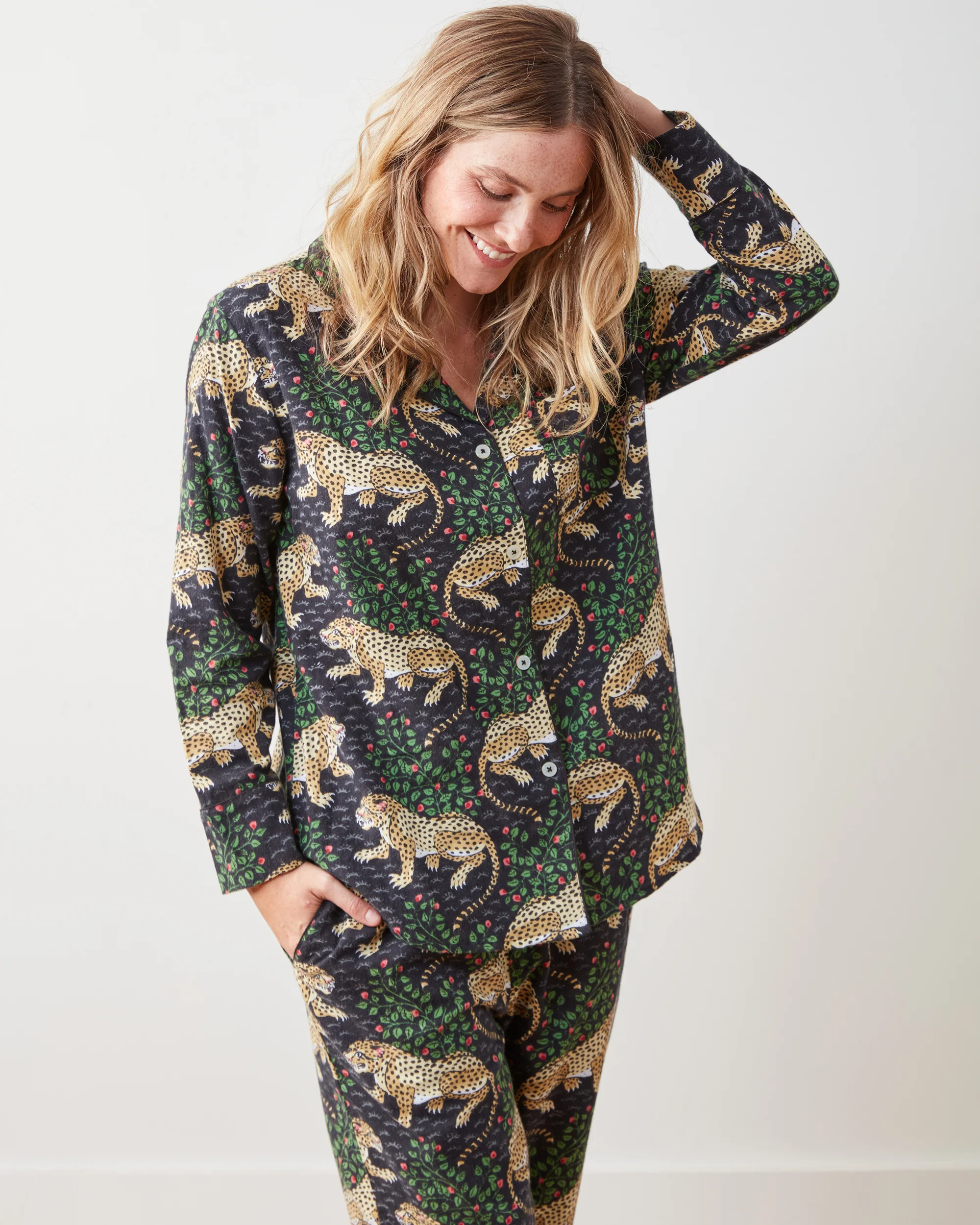 Bagheera - Women's Flannel Long PJ Set - Ink | Printfresh