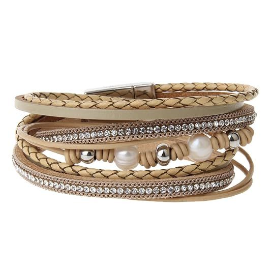 AZORA Leather Wrap Bracelet for Women Multi Rope Cuff Bracelets with Pearl & Rhinestone Handmade ... | Amazon (US)