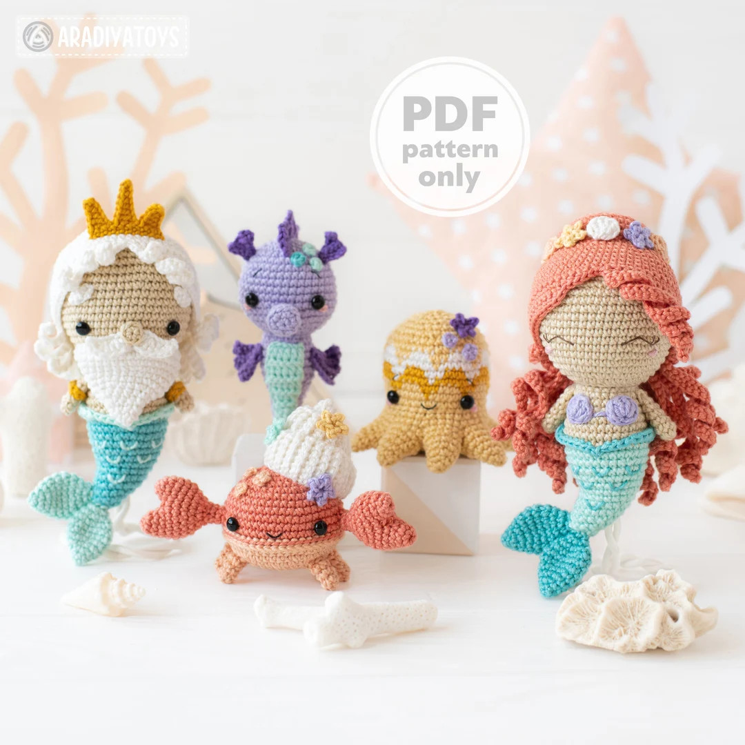 5-in-1 Crochet Pattern for Kawaii Ocean Minis From “aradiyatoys Minis” (amigurumi Tutorial PD... | Etsy (US)