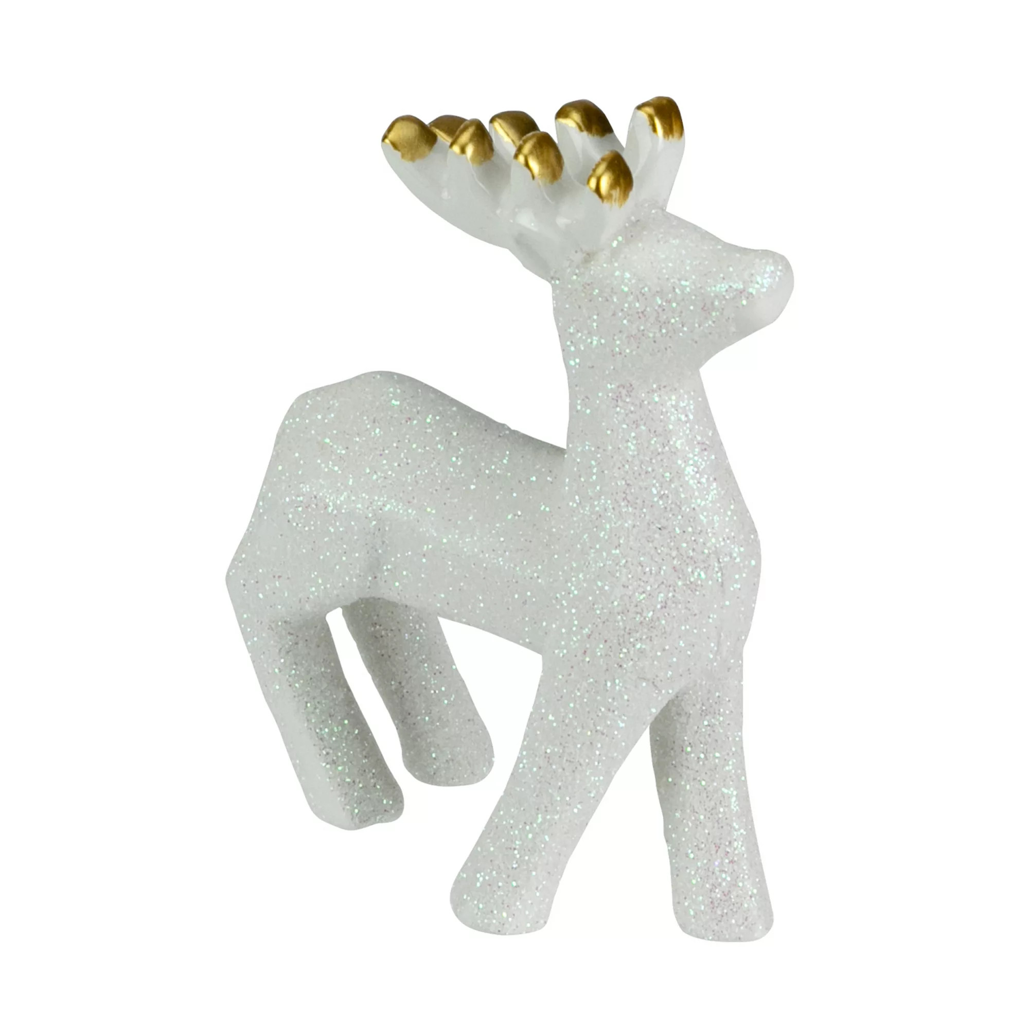 4.25" Glittery White Ceramic Reindeer Christmas Figure | Kohl's