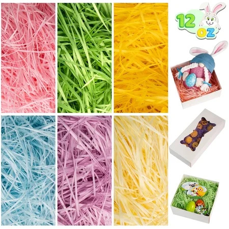 Joyfy 12oz Easter Basket Grass, 6 colors Crinkle Cut Tissue Paper, Recyclable Craft Shred Confetti Raffia Paper for Easter Basket Filler Stuffers for Easter Egg Hunt Party Favor Gift Decor | Walmart (US)