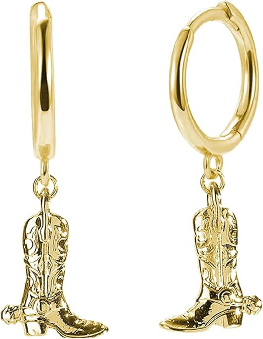 Cute Cowboy Cowgirl Boot Earrings Western Cowgirl Hoop Earrings Texas Boots Spur Dangle Drop Earr... | Amazon (US)