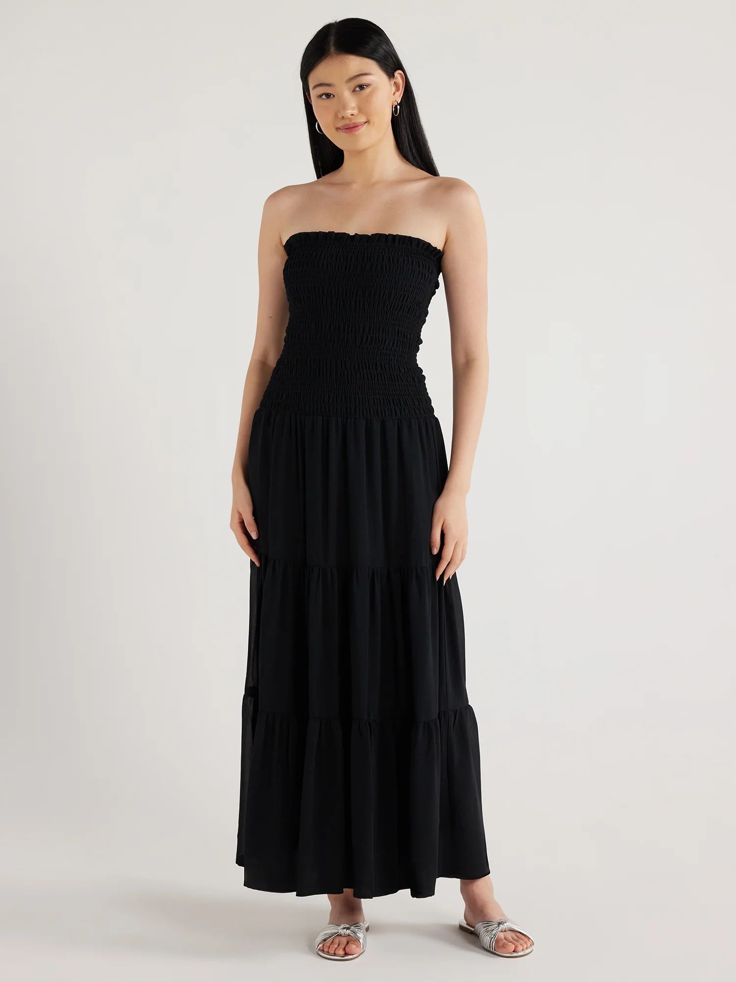 Scoop Women's Smocked Strapless Maxi Dress, Sizes XS-XXL - Walmart.com | Walmart (US)
