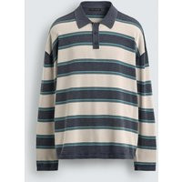 Zara - Striped Relaxed Fit Knit Polo - Navy Blue - L-Xl - Man | Zara US