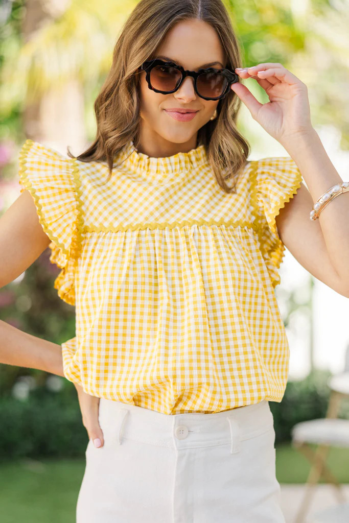 What You Want Yellow Gingham Blouse | The Mint Julep Boutique