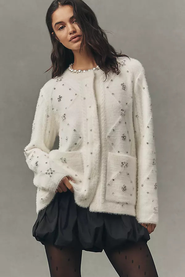 Encrusted Cable-Knit Lady Jacket | Anthropologie (US)