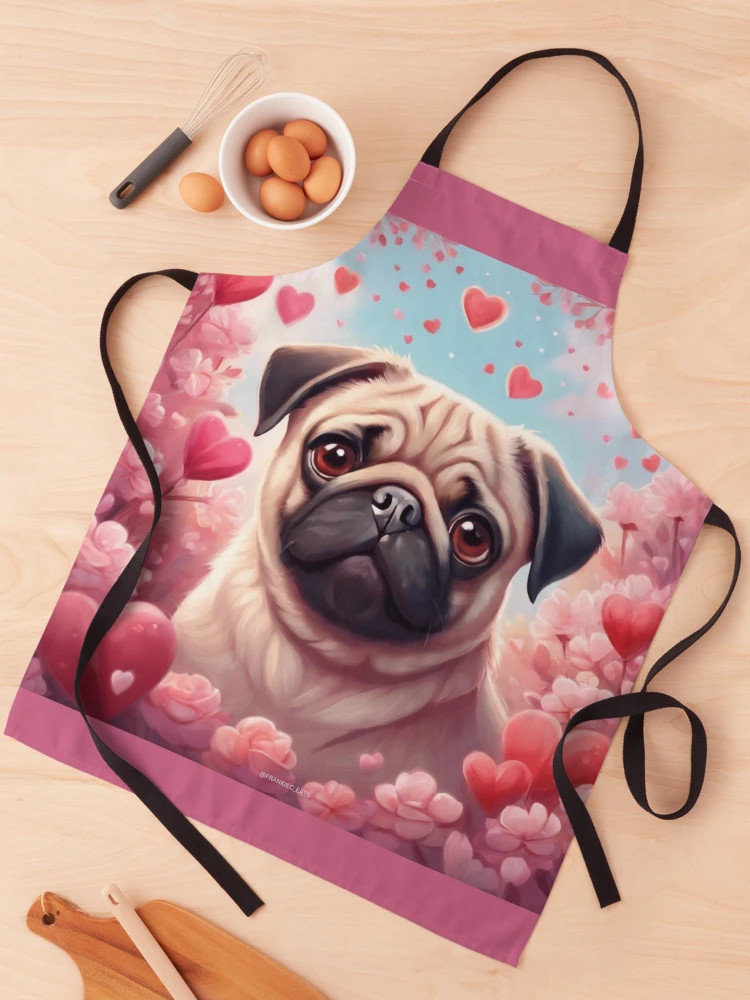 Valentine Fawn Pug Apron | Redbubble (US)