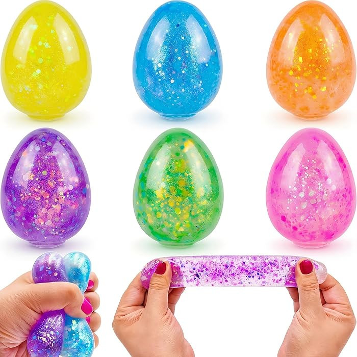 6 Pack Easter Eggs Stress Balls Squishy Toys Squeeze Fidget Toys for Kids Girls Boys Easter Egg H... | Amazon (US)
