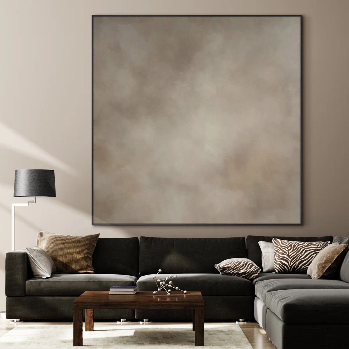 Abstract Beige and Taupe Marble Effect Illustrations Extra Large Framed Wall Art Print Decor (Fra... | Wayfair North America