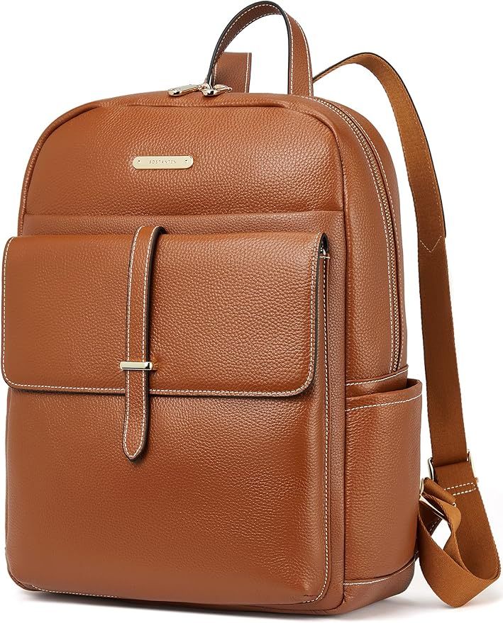 BOSTANTEN Leather Laptop Backpack for Women Large Capacity 15.6 inch Computer Bag Casual College ... | Amazon (US)