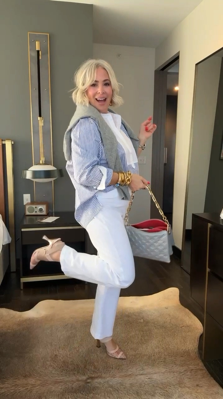 Day 2 look for LTK Con! A fabulous @spanx outfit paired with my most comfortable Fendi shoes! These jeans pull you in just right and look so cute paired with the tuxedo style shirt. I’m in the large in the shirt and XL in the pants (could have done the L). Use code “WANDAXSPANX” 

#LTKStyleTip #LTKMidsize #LTKCon