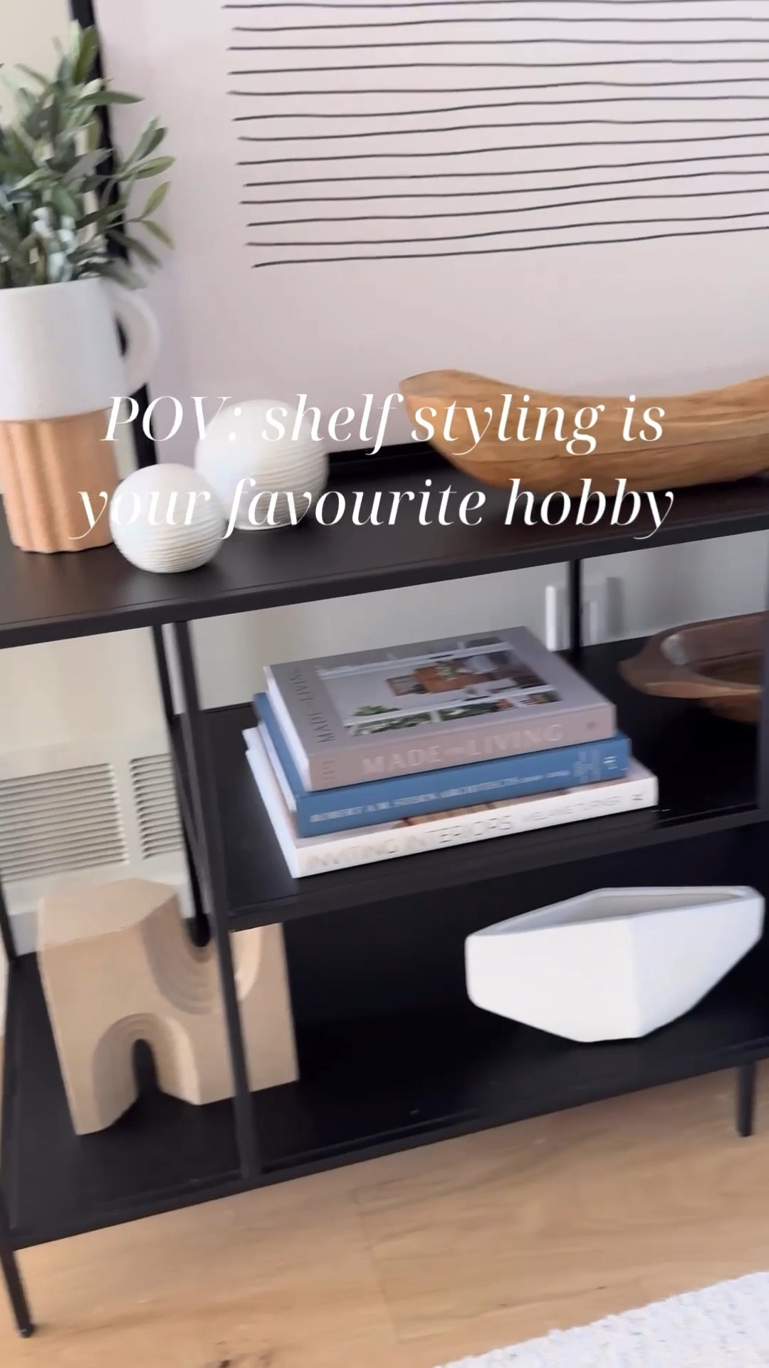 POV: shelf styling is your favourite hobby. Could rearrange these same objects all day long ☺️

Home decor, shelf styling, interior styling console, media console, console styling, Wayfair, Wayfair finds, living room idea, home design, vase, coffee table books, decor books, shelf decor  

#LTKcanada #LTKsale #LTKhome