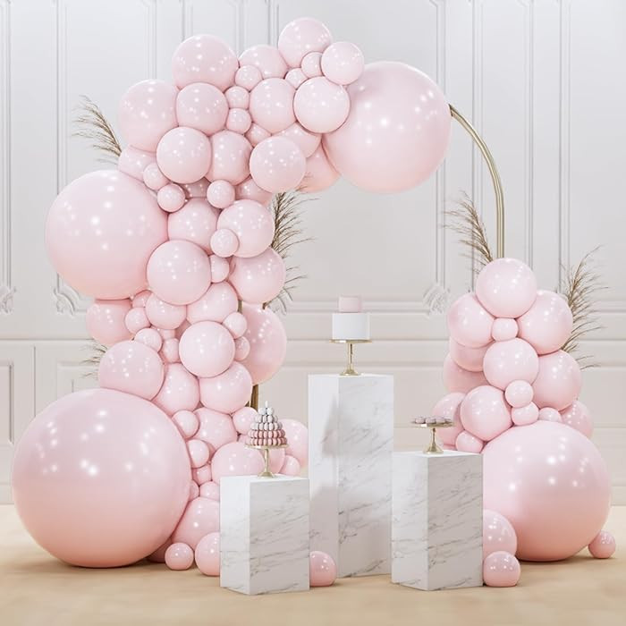 PartyWoo Pale Pink Balloons 100pcs Different Sizes of 36 18 12 10 5 Inch Light Pastel Baby Pink B... | Amazon (US)