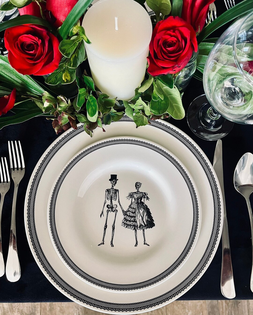 1 Set / Skeleton Bride and Groom Dinner Plate and Salad Plate / Set by Royal Stafford Made in Eng... | Etsy (US)