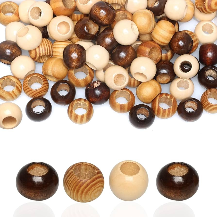 20mm Brown Wooden Macrame Beads - Hole 10mm - 60 Pieces Quality Large Hole Wood Beads for Macrame... | Amazon (US)