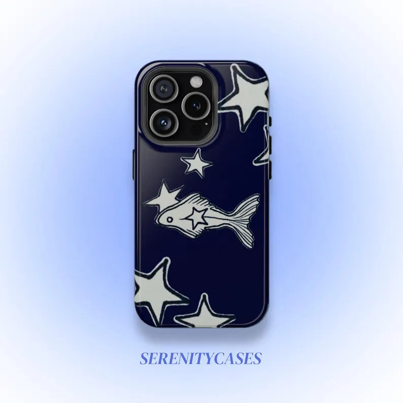 Navy Blue Star Fish Phone Case Cute Y2K Coastal Celestial Grunge Cool Girl Gift iPhone Pro Max 16... | Etsy (US)