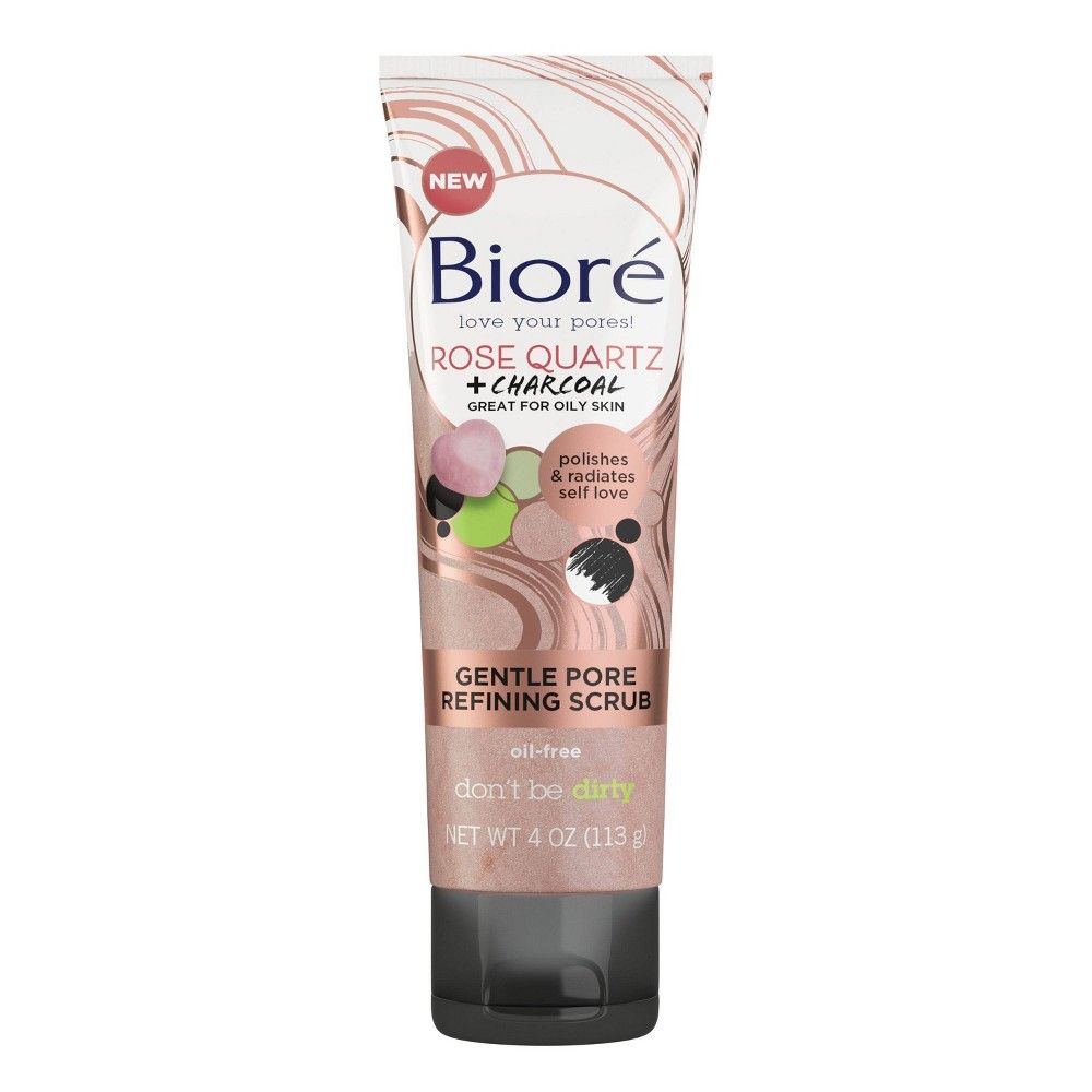 Biore Rose Quartz + Charcoal Gentle Pore Refining Scrub - 4oz | Target