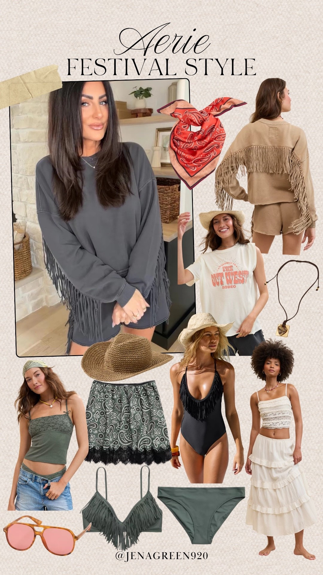 Aerie Festival Style | Fringe Sweatshirt | Fringe Swimsuit | Graphic Tee | Lace Maxi Skirt

#LTKFestival #LTKSeasonal